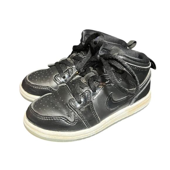 Nike Air Jordan 1 Mid Space Jam‎ Sneaker Toddler 10C Black White DV1338-004 - Picture 1 of 7